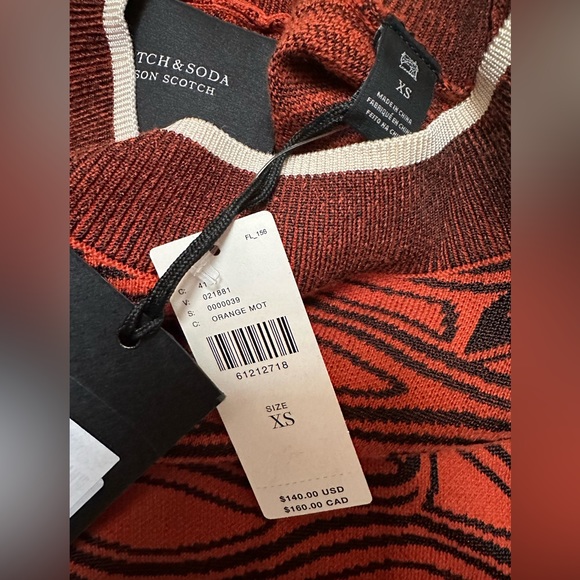 Scotch and Soda Anthropologie Rust Flame Sweater XS New Without Tags - Picture 11 of 16